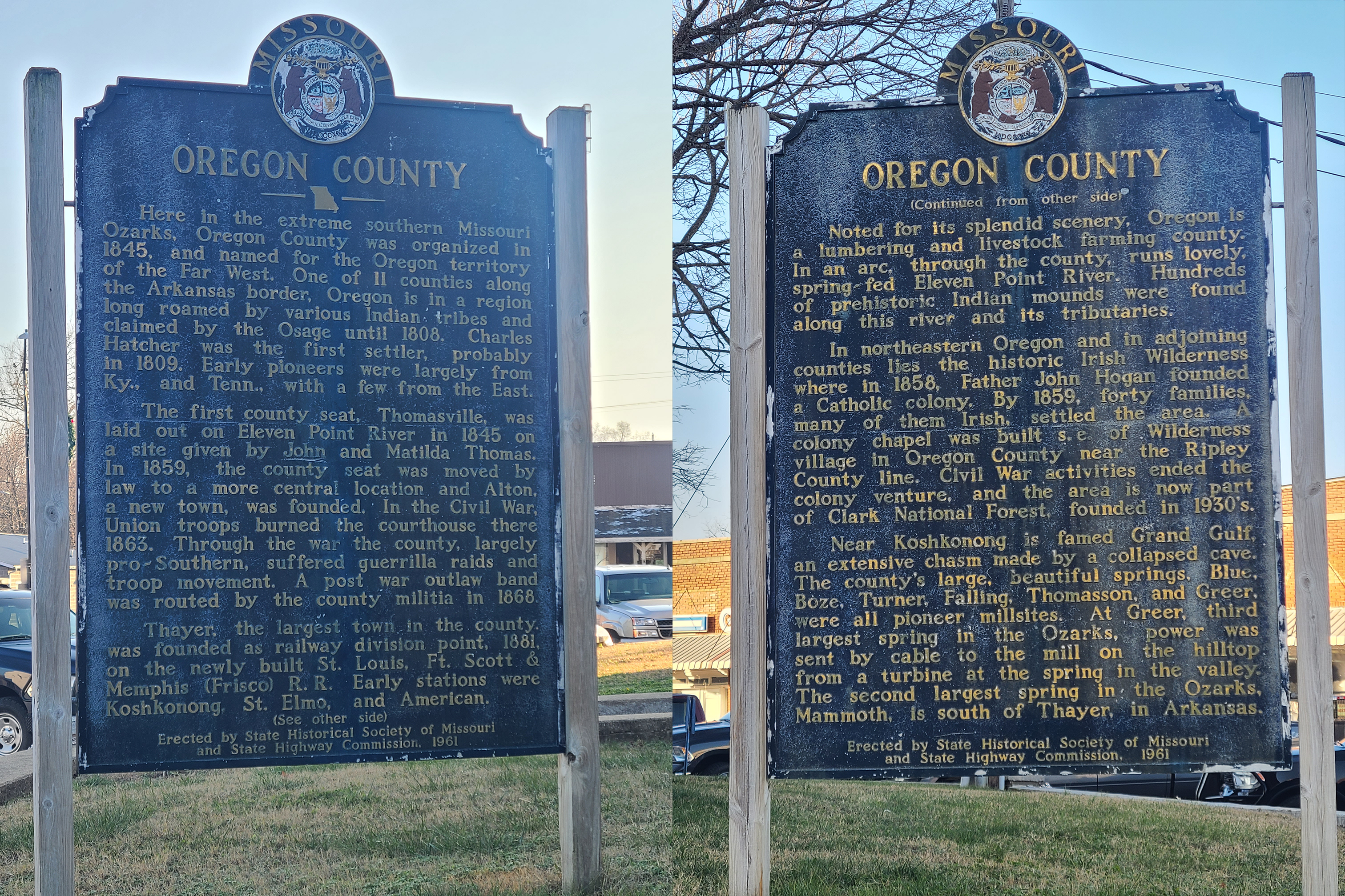 Oregon County History Sign